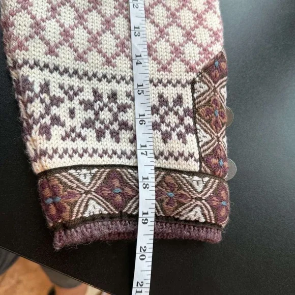 Dale of Norway Sweater Dale Classic Purple Fair Isle Cardigan Clasp Snow Winter - Picture 9 of 10